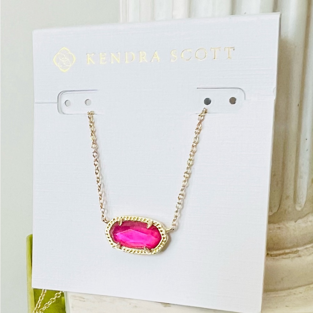 Kendra Scott Elisa Azalea pink necklace in gold color